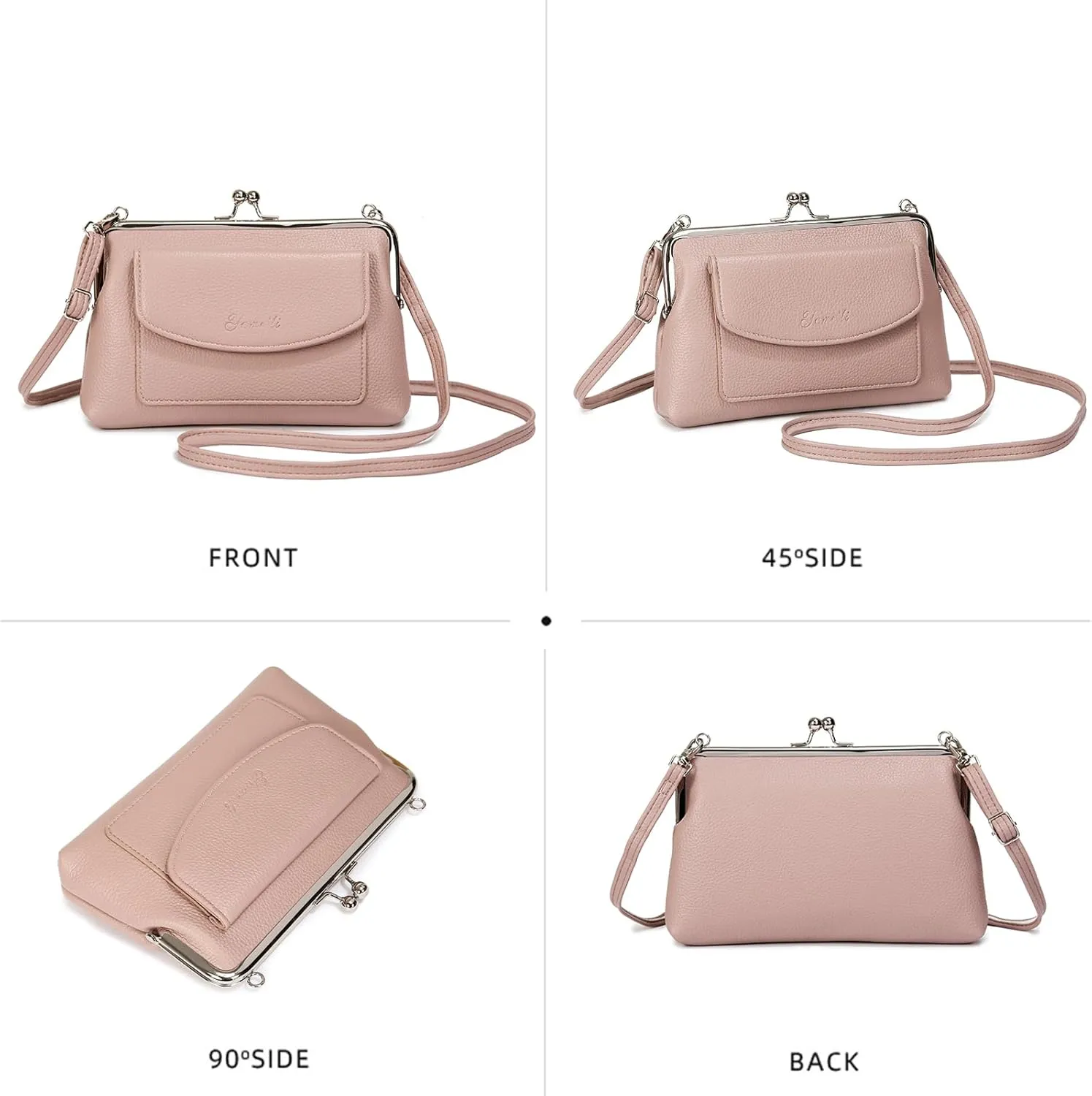 Women Small Shoulder Crossbody Bag Kiss Lock Fashion Designer Phone Purse