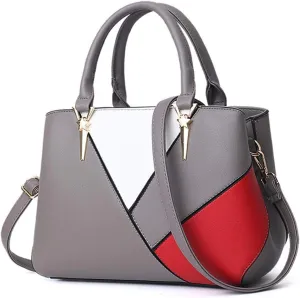 Women Top Handle Bag, Stitching Contrast Color Design Handbags Shoulder Crossbody