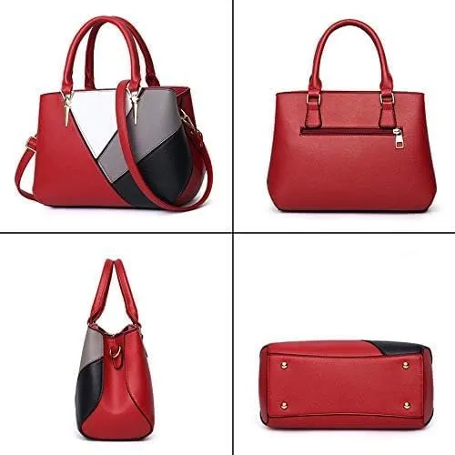 Women Top Handle Bag, Stitching Contrast Color Design Handbags Shoulder Crossbody