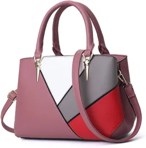 Women Top Handle Bag, Stitching Contrast Color Design Handbags Shoulder Crossbody