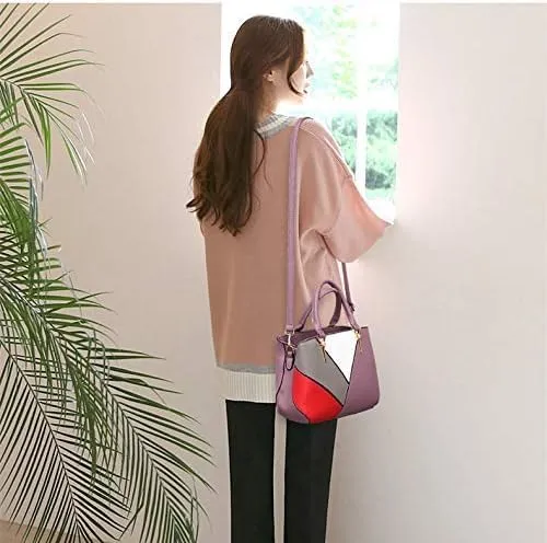 Women Top Handle Bag, Stitching Contrast Color Design Handbags Shoulder Crossbody