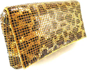 Women Vintage Evening Clutch Metal Mesh soft purse with Short Shoulder Strap for Parties, Weddings, Events