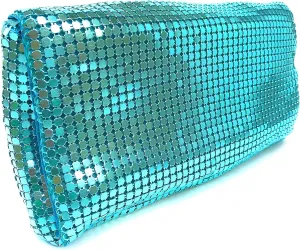 Women Vintage Evening Clutch Metal Mesh soft purse with Short Shoulder Strap for Parties, Weddings, Events