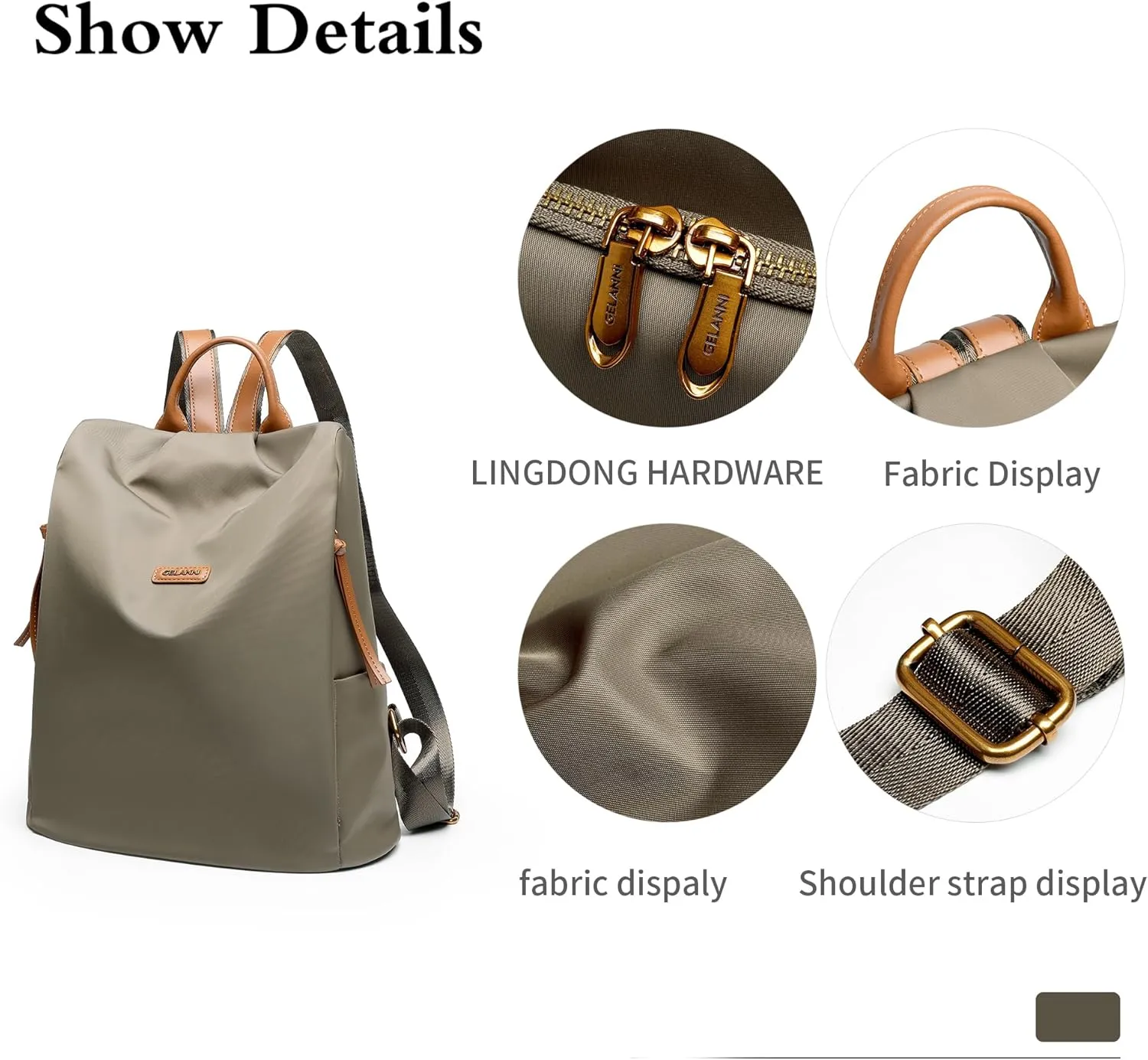 Women's Backpack Purse Nylon Anti-theft Water Resistant Lightweight Small Shoulder Bags for Travle Cute Fashion Computer Bag for Work Daily Laptop Backpack Ladies Army Green