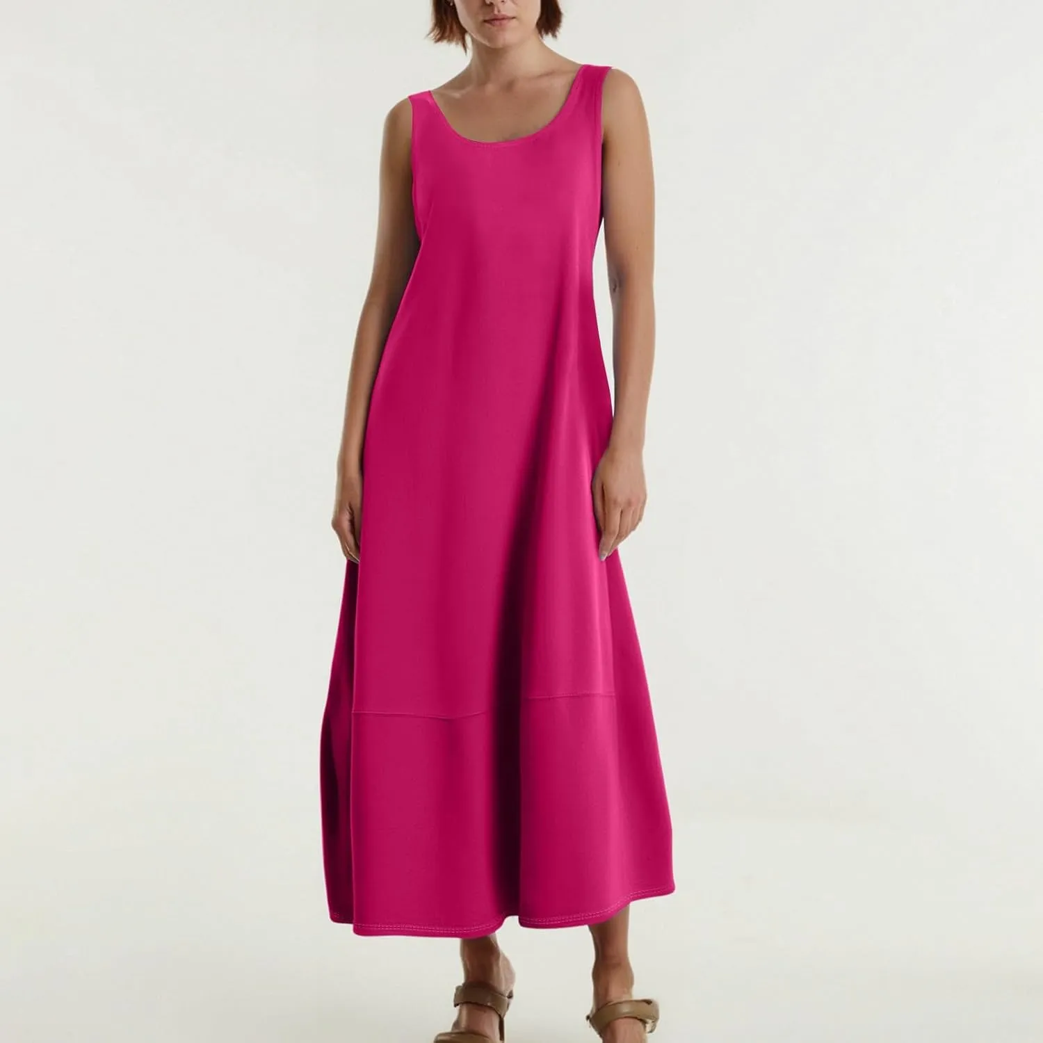 Women's Casual Maxi Sundress 2025 Summer Beach Long Dress Scoop Neck Sleeveless Loose Comfy Tank Dresses