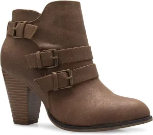 Women's Classic Stacked Wood heel with Side Zipper Enclosure - Adjustable Ankle Straps with Buckle