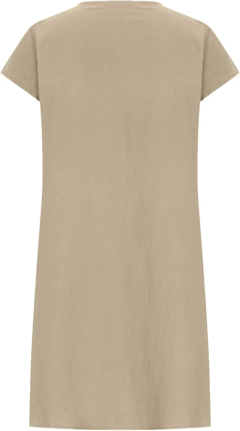 Women's Cotton Linen Summer Dresses 2024 Sleeveless Pleated Dress Casual Knee Length Dress Comfy Summer Lounge Outfits