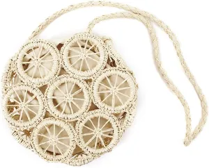 Women's Designer Shoulder Bag Creative Lemon Circles Crochet Handbag Purse 2-in-1 Messenger Bag