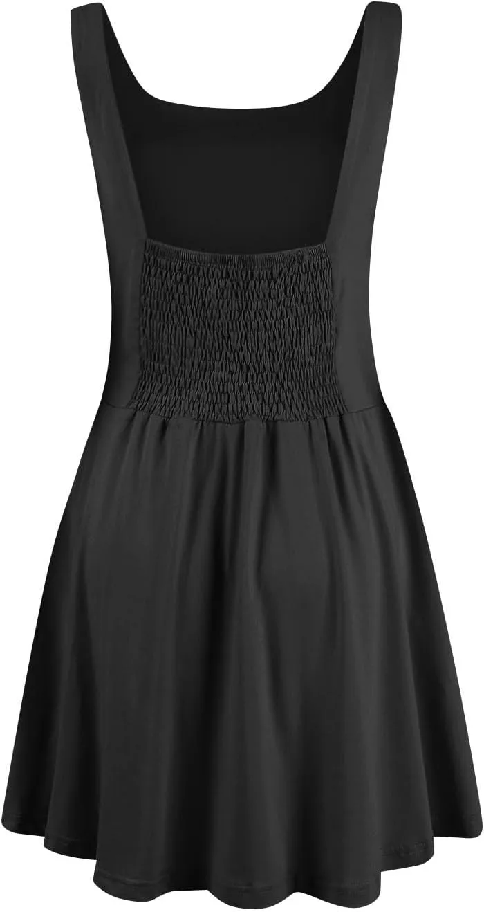 Womens Drop Waist Dress Casual Scoop Neck Backless Mini Tank Dress Summer Vacation Beach Dress Athletic Tennis Dress