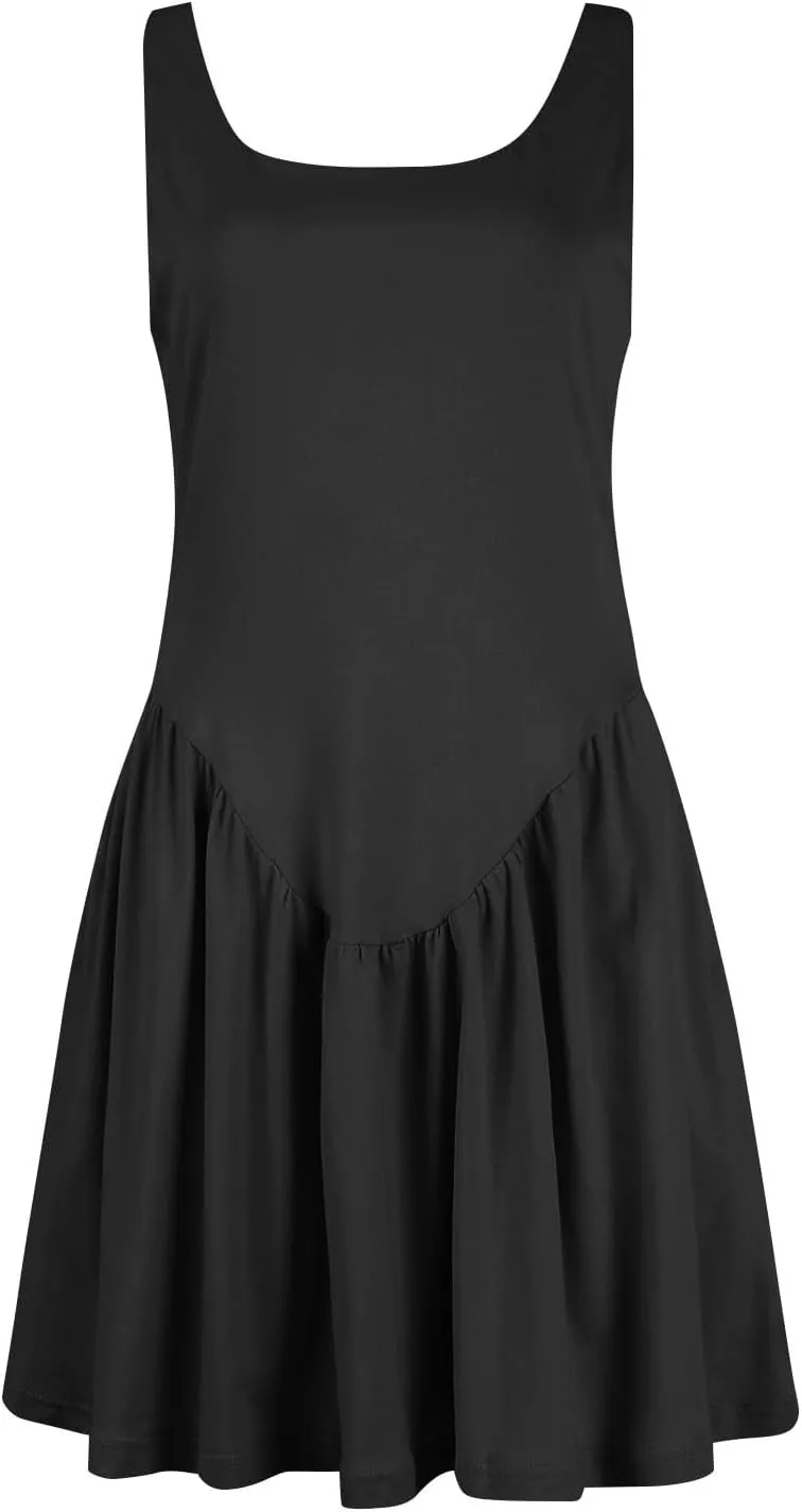 Womens Drop Waist Dress Casual Scoop Neck Backless Mini Tank Dress Summer Vacation Beach Dress Athletic Tennis Dress