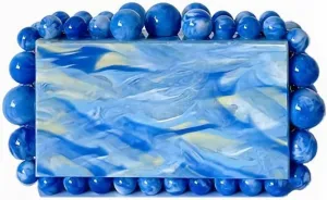 Women's Evening Bag Sparkly Pearl Clutch Purse Acrylic Crossbody Bag for Women (blue)