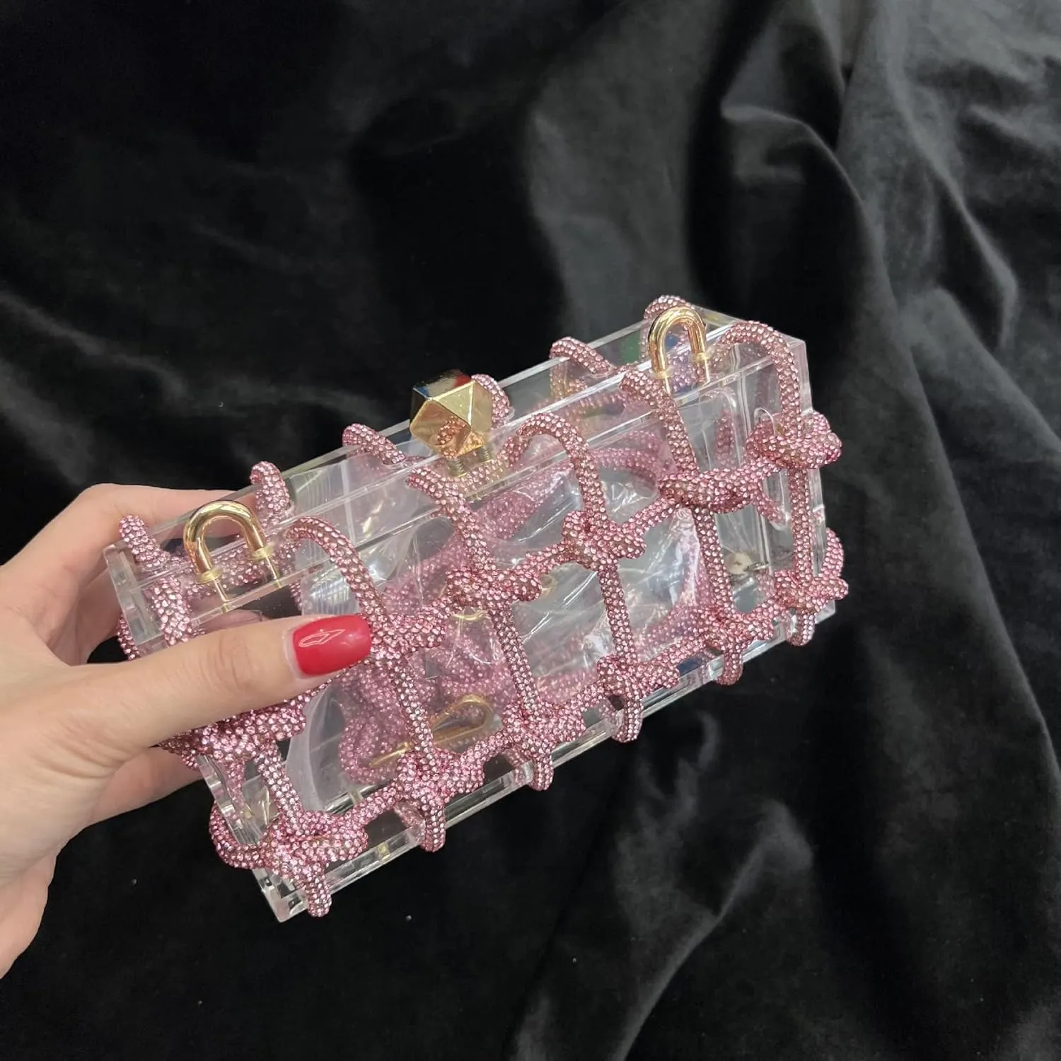 Women's Evening Bag Sparkly Rhinestone Clutch Purse Bling Acrylic Crossbody Bag for Women
