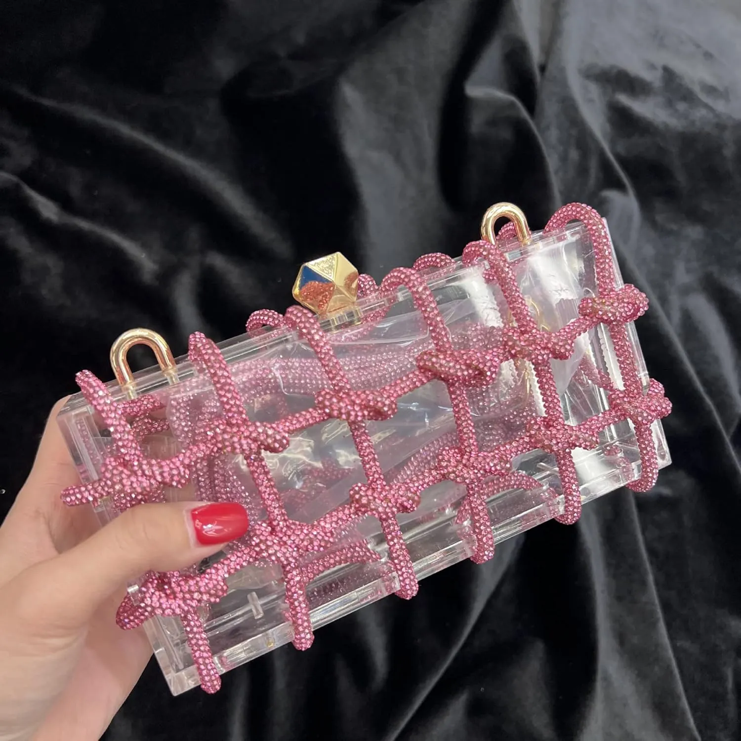 Women's Evening Bag Sparkly Rhinestone Clutch Purse Bling Acrylic Crossbody Bag for Women