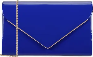 Women's Evening Clutch Bags for Formal Cocktail Prom Wedding Party Patent Leather Dressy Foldover Purse