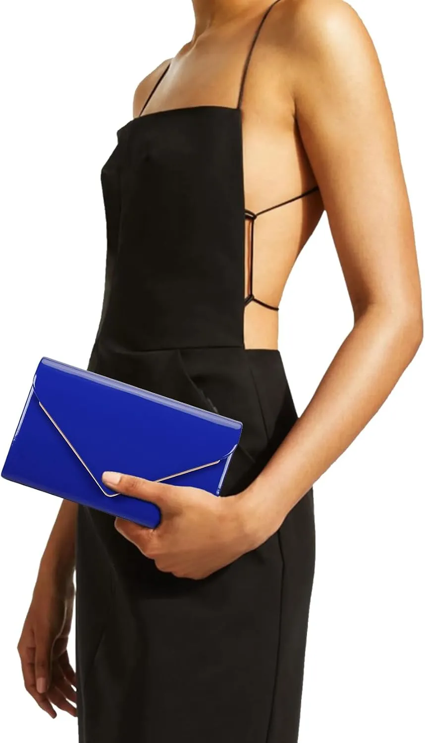 Women's Evening Clutch Bags for Formal Cocktail Prom Wedding Party Patent Leather Dressy Foldover Purse