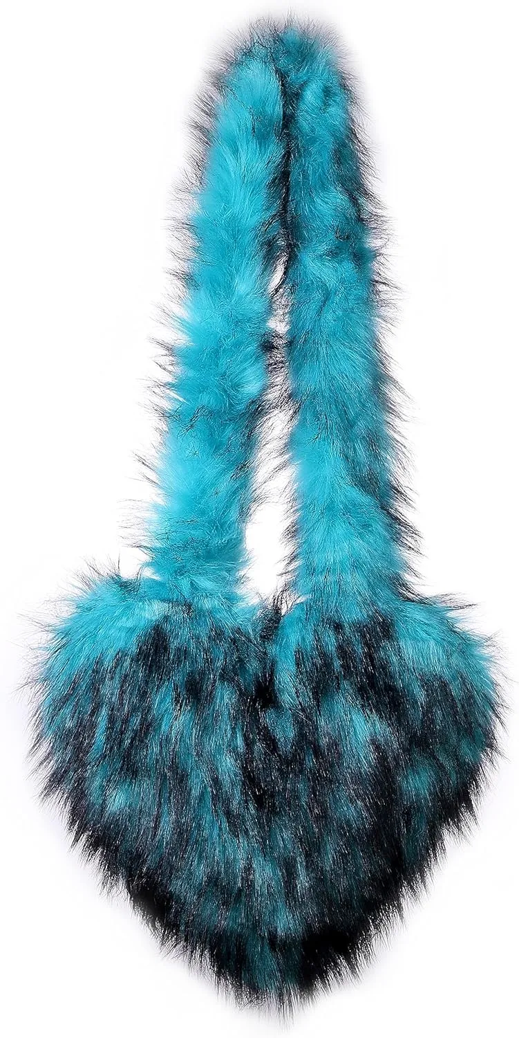 Women's Faux Fur Shoulder Purse Fleece Love Bag Heart Shape Y2k Crossbody Bag Chic Handbag Shoulder Bag