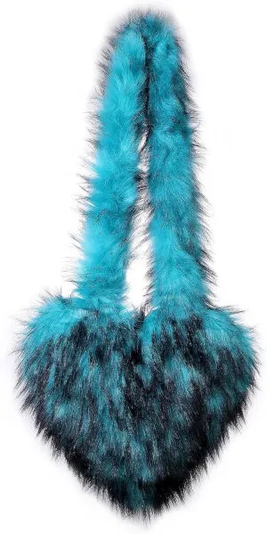 Women's Faux Fur Shoulder Purse Fleece Love Bag Heart Shape Y2k Crossbody Bag Chic Handbag Shoulder Bag
