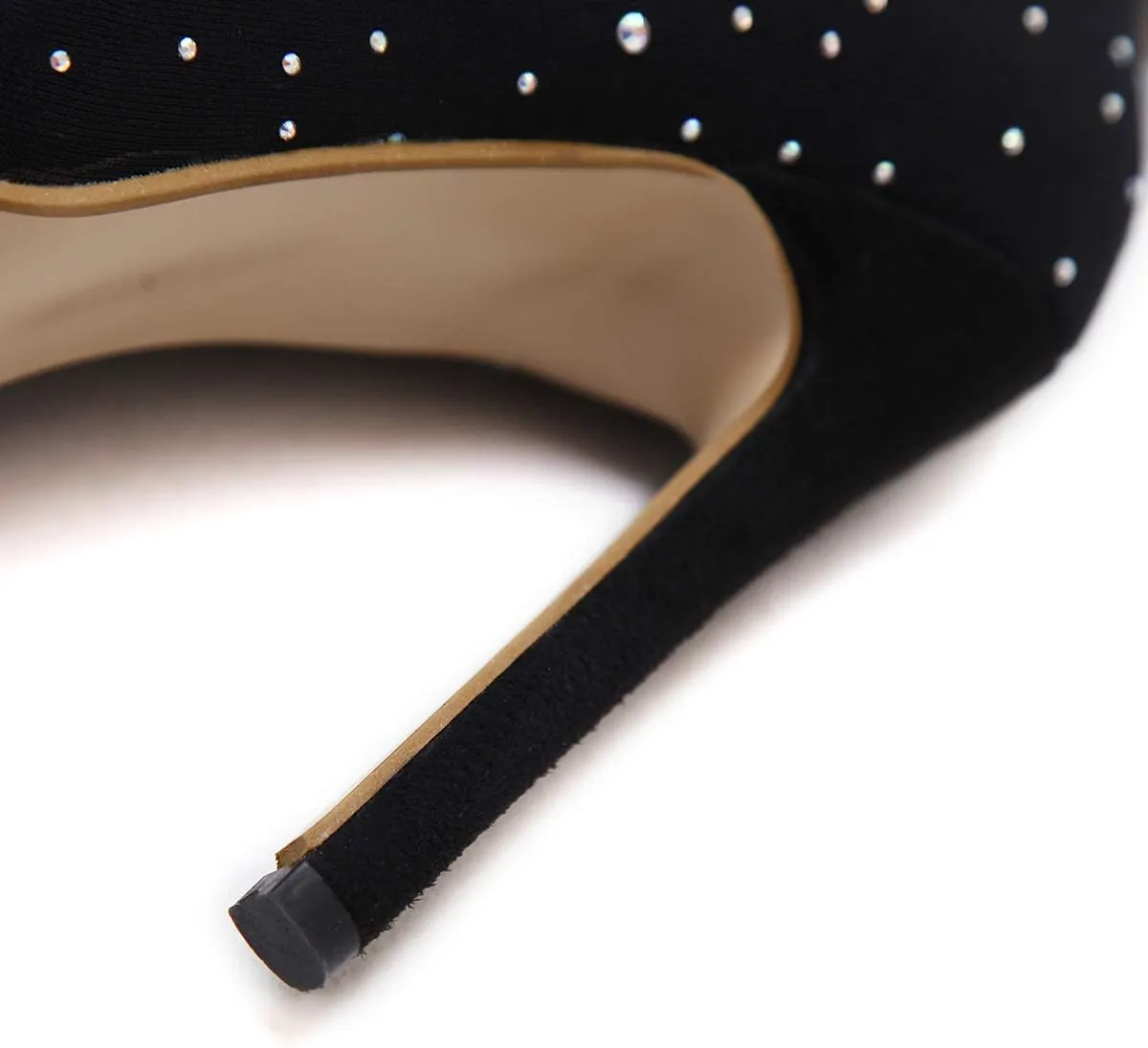 Womens Fine Stretch Mesh Socks Fit Sparkly Glamor Sexy Thigh High Heeled Boots with Rhinestones
