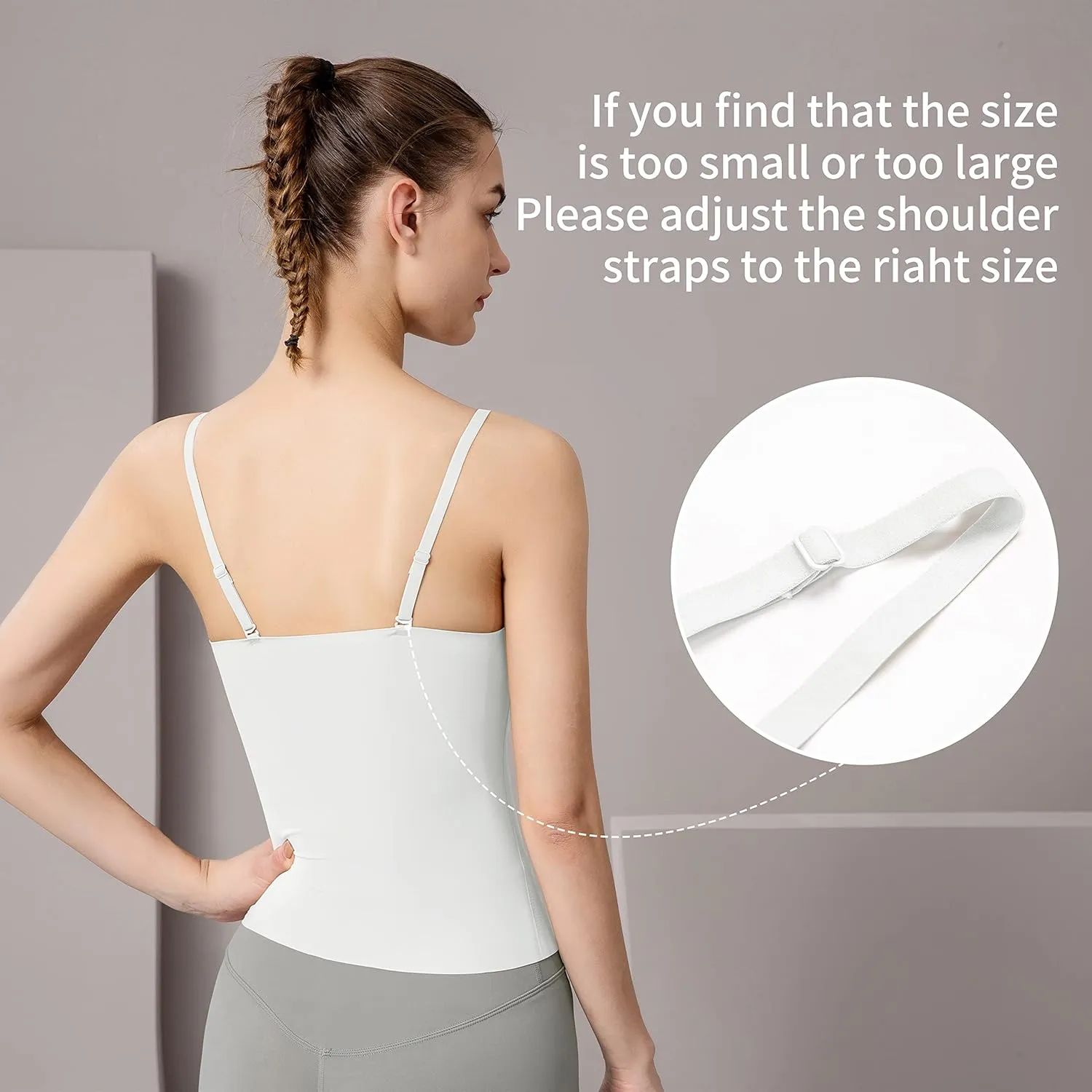 Women's Fit Camisole with Built in Bra - Spaghetti Straps Camis Tank