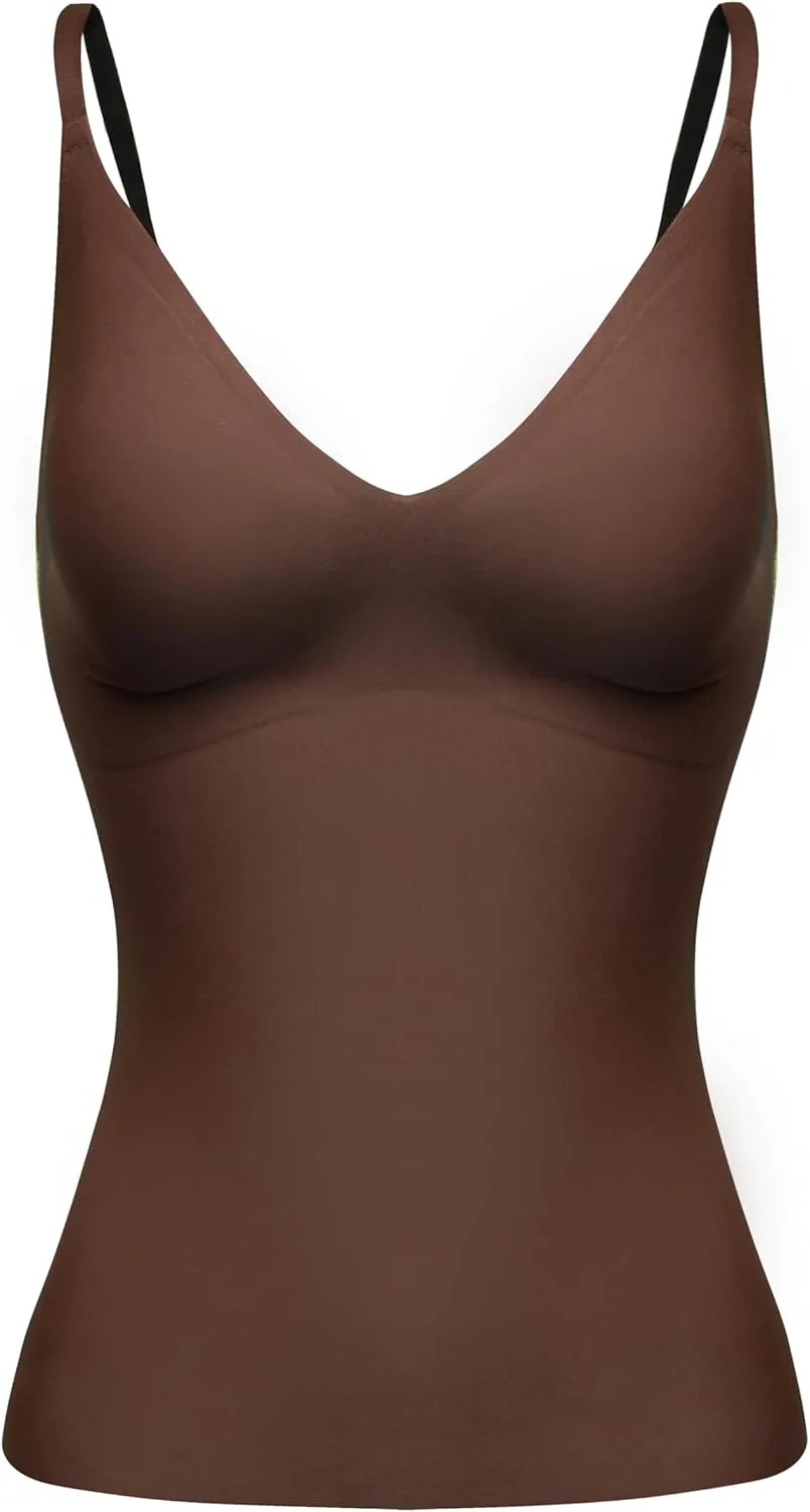 Women's Fit Camisole with Built in Bra - Spaghetti Straps Camis Tank