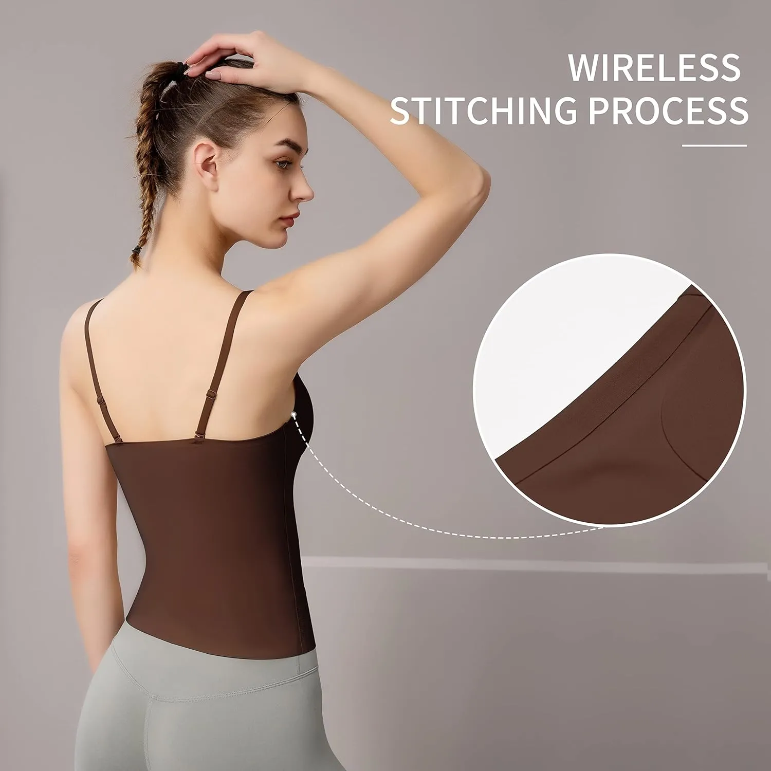 Women's Fit Camisole with Built in Bra - Spaghetti Straps Camis Tank