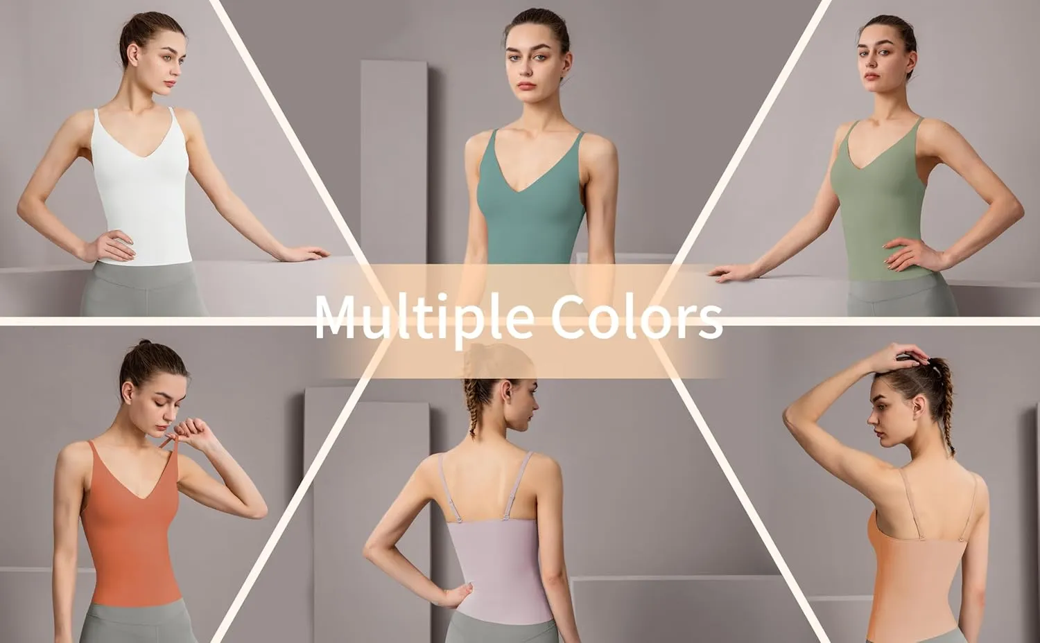 Women's Fit Camisole with Built in Bra - Spaghetti Straps Camis Tank