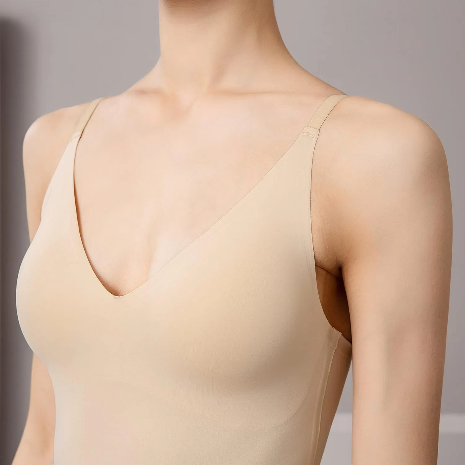 Women's Fit Camisole with Built in Bra - Spaghetti Straps Camis Tank