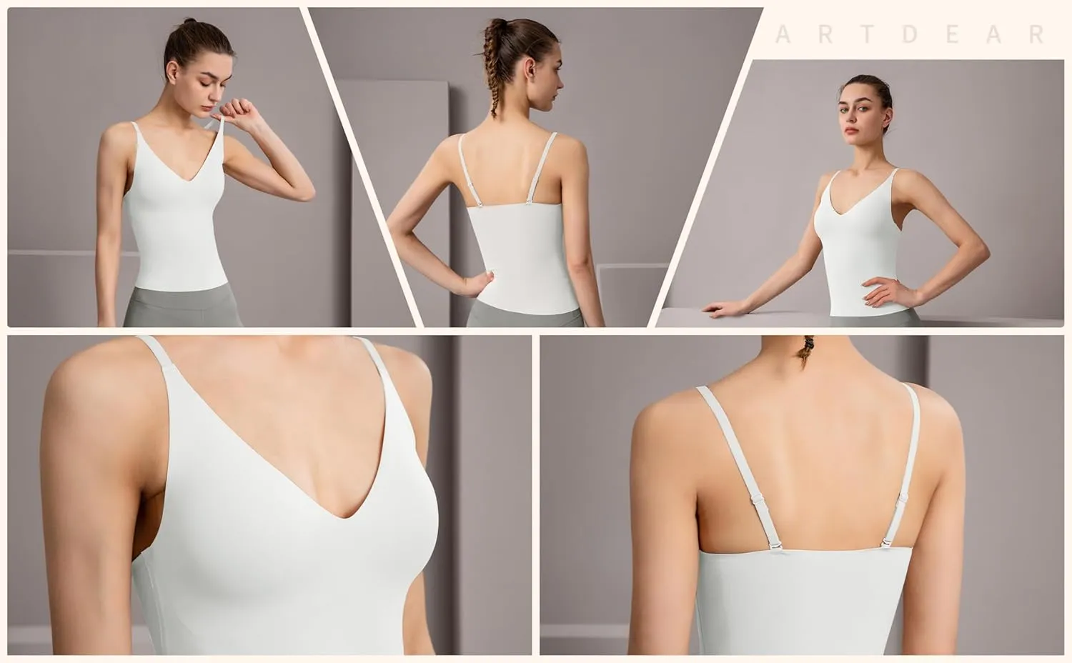 Women's Fit Camisole with Built in Bra - Spaghetti Straps Camis Tank