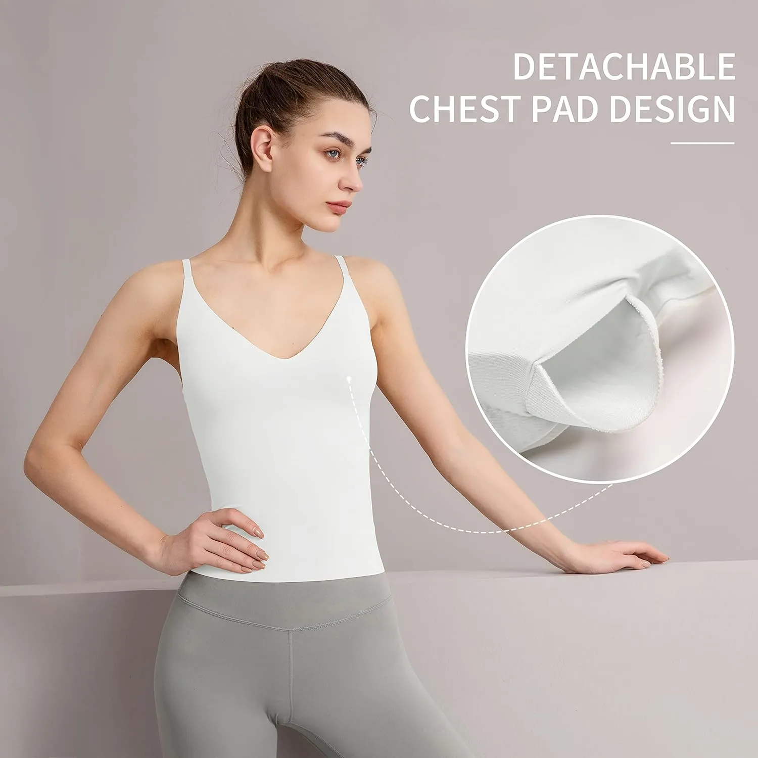 Women's Fit Camisole with Built in Bra - Spaghetti Straps Camis Tank