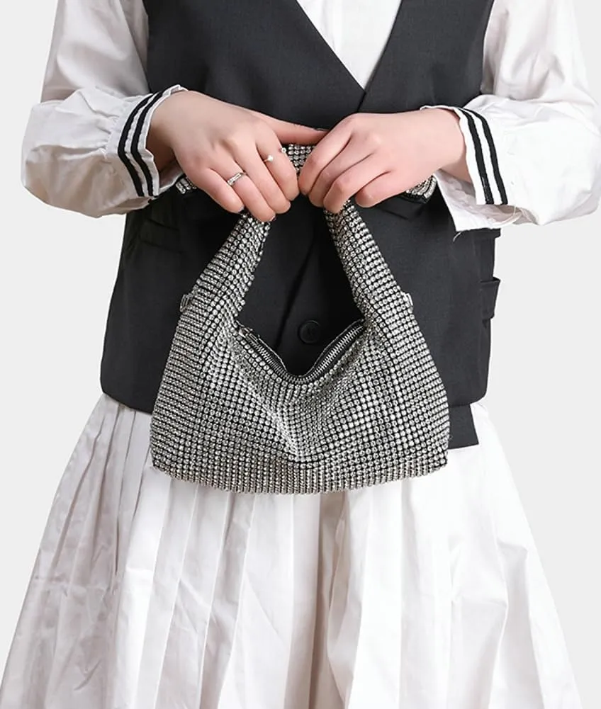Women's Full Rhinestones Evening Clutch Purses Sparkling Bow Diamond Evening Bag Crossbody Shoulder Handbag Wedding Party