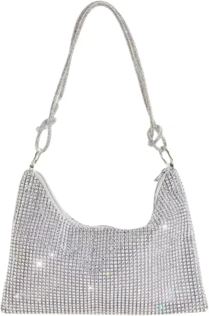 Women's Glitter Sparkly Rhinestone Handbag Evening Bag Clutch Purse Shoulder Bag