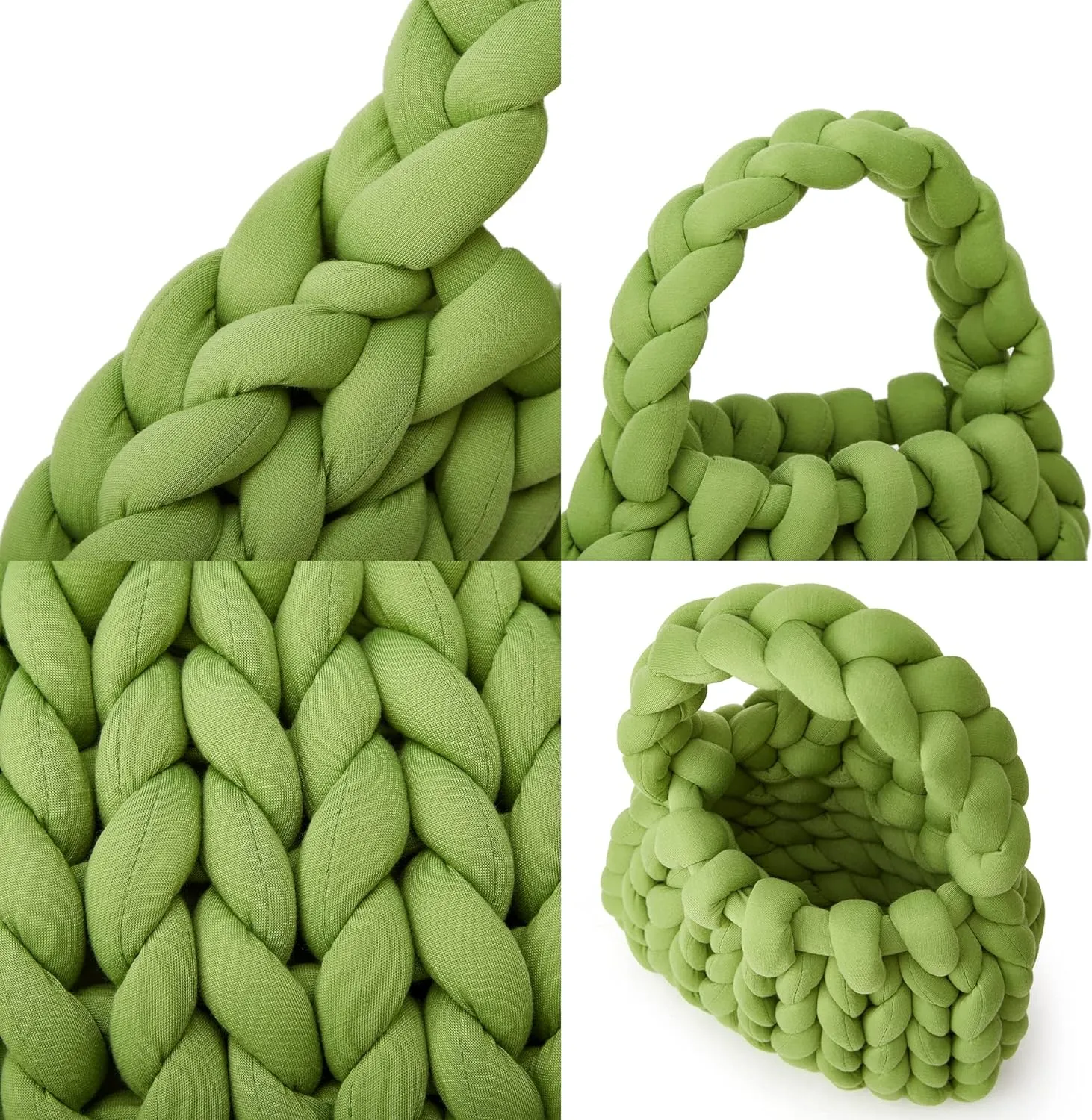 Women's Knit Clutch Bag Handmade Woven Polyeater Knit Satchel Purse Handbag Shoulder Solid Color Bag