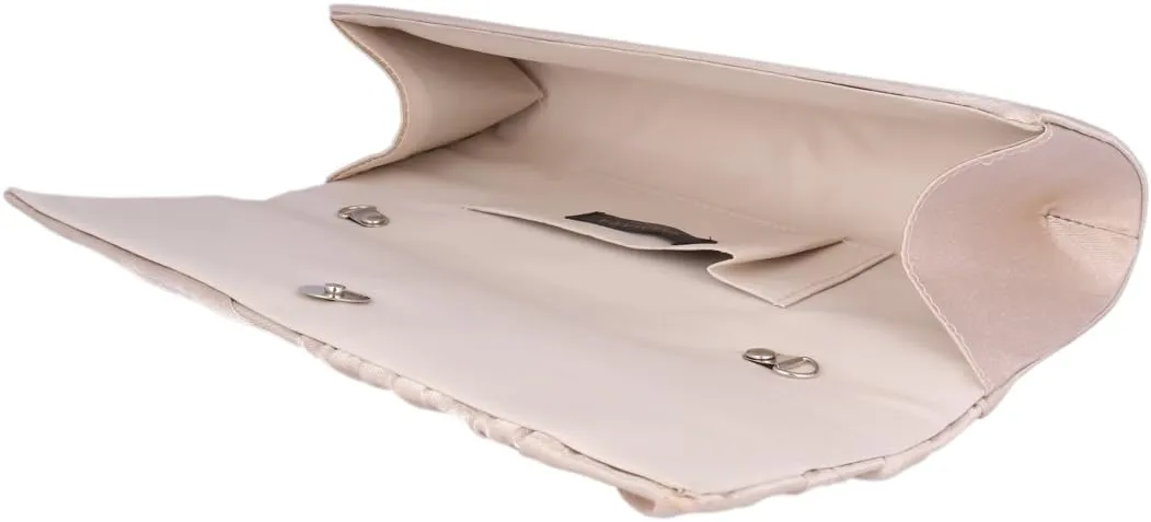 Womens Pleated Flower Clutch Bag Satin Retro Evening Bags
