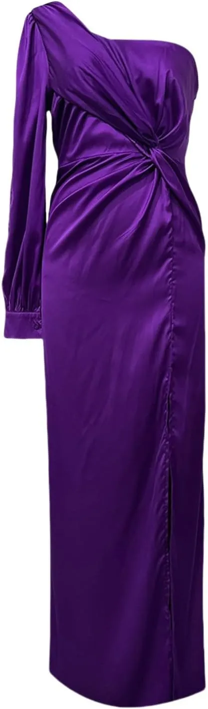 Women's Sexy One Shoulder High Split Cocktail Wedding Party Maxi Dress Off Shoulder High Split Long Formal Dress