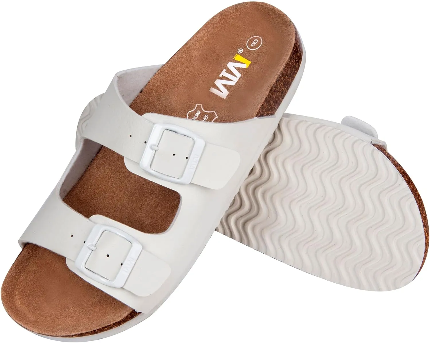 Women's Summer Sandals with Cork Footbed & Adjustable Buckle Suede Straps Open Toe Slides for Beach Vacation
