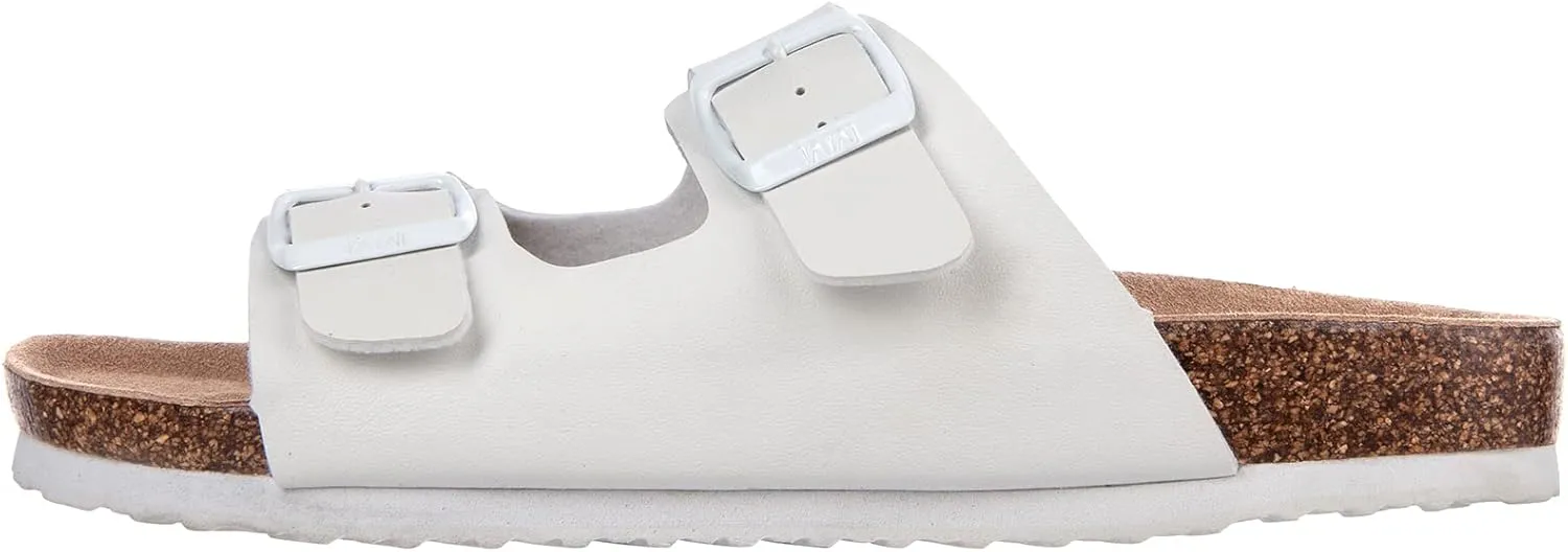 Women's Summer Sandals with Cork Footbed & Adjustable Buckle Suede Straps Open Toe Slides for Beach Vacation