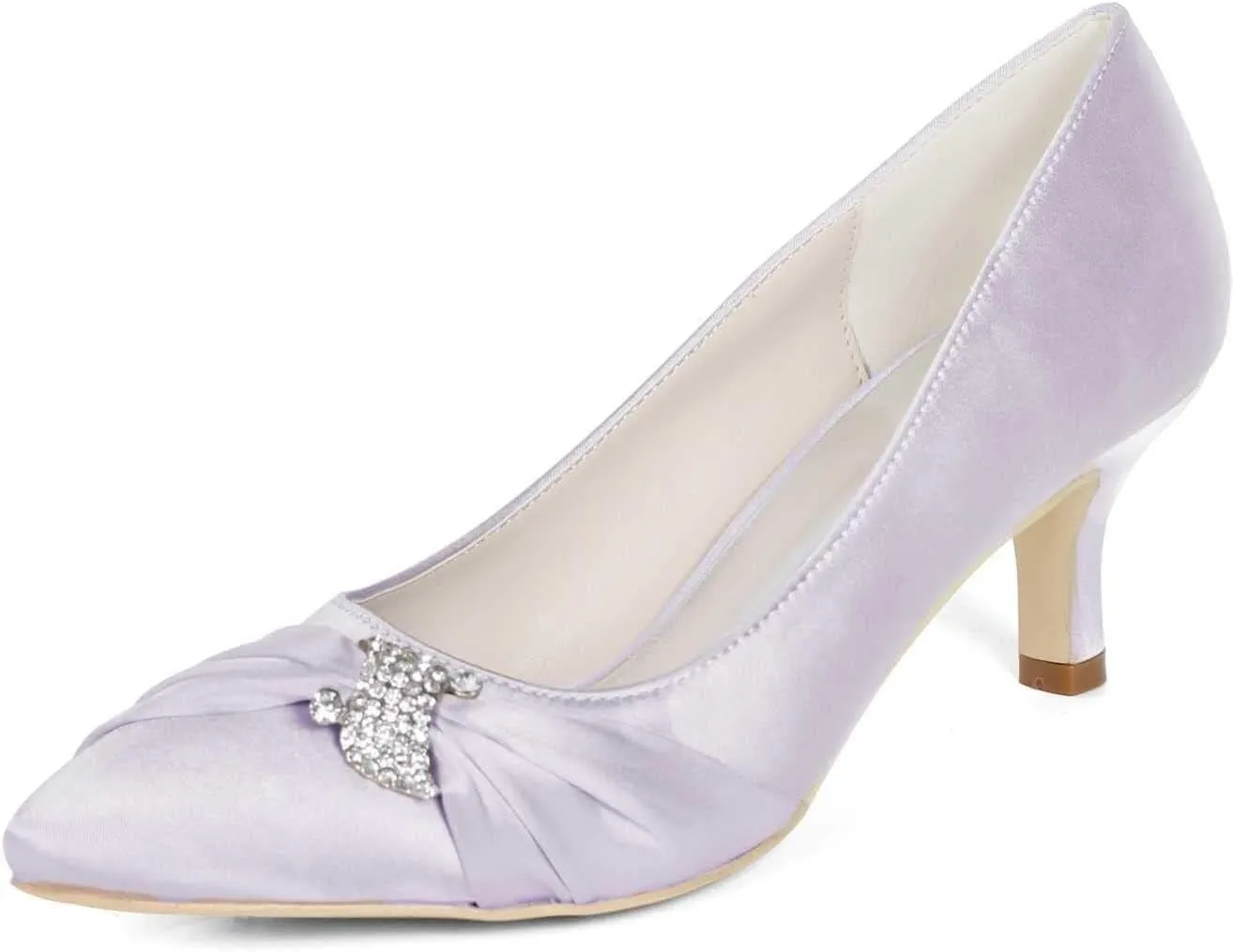 Womens Wedding Shoes NALoRa Women's Rhinestone Heeled Sandals Pointy Toe Stilettos High Heels Pointed Toe Slip on Pumps Wedding Shoes for Bridal Dress(Light Gray,5 UK)