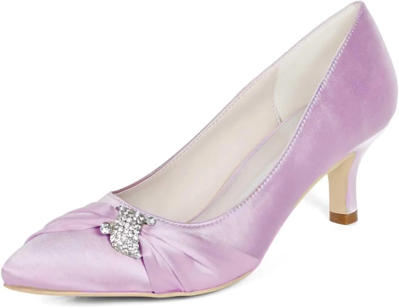 Womens Wedding Shoes NALoRa Women's Rhinestone Heeled Sandals Pointy Toe Stilettos High Heels Pointed Toe Slip on Pumps Wedding Shoes for Bridal Dress(Light Pink,5 UK)