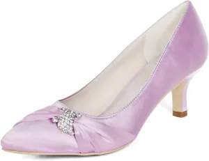 Womens Wedding Shoes NALoRa Women's Rhinestone Heeled Sandals Pointy Toe Stilettos High Heels Pointed Toe Slip on Pumps Wedding Shoes for Bridal Dress(Light Pink,5.5 UK)