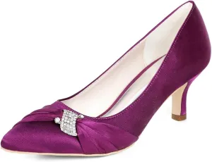 Womens Wedding Shoes NALoRa Women's Rhinestone Heeled Sandals Pointy Toe Stilettos High Heels Pointed Toe Slip on Pumps Wedding Shoes for Bridal Dress(Purple,7 UK)