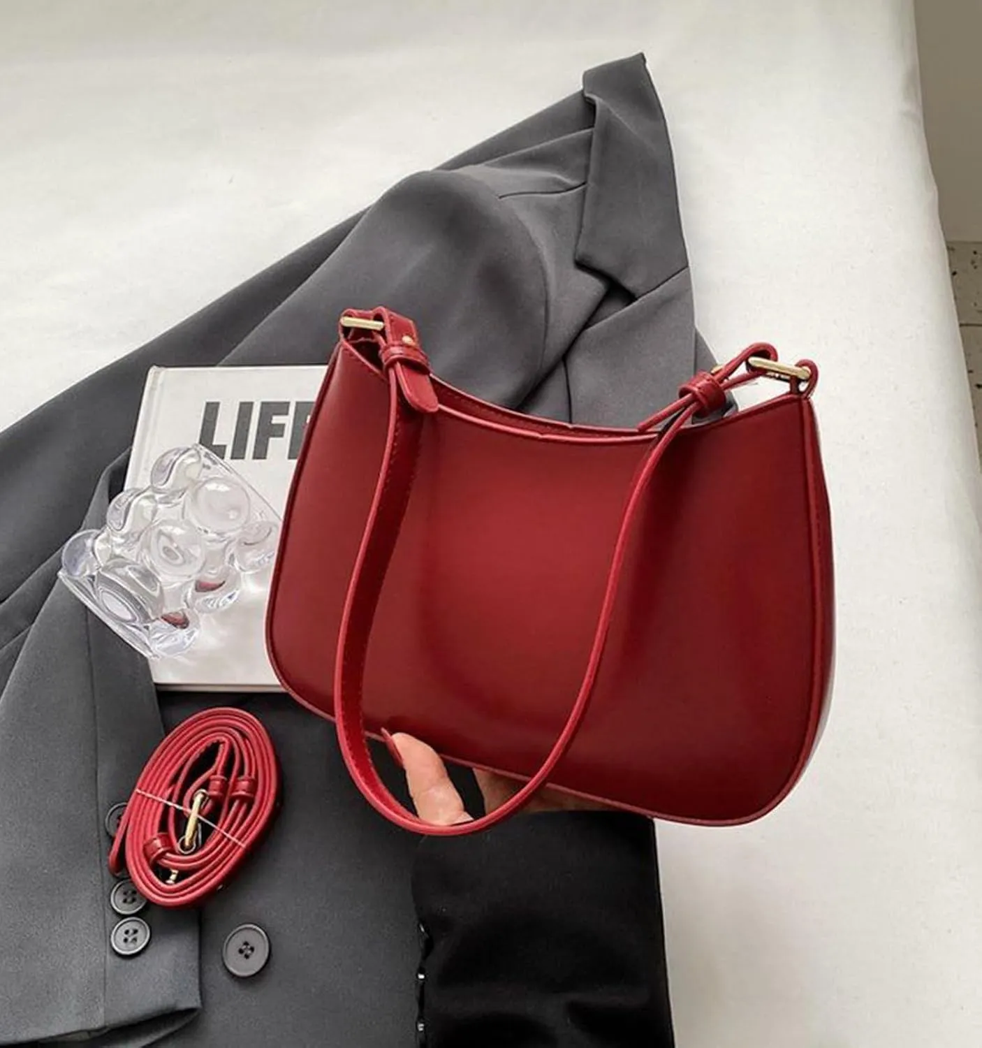 Women's Y2K Trendy Leather Hobo Bags with 2 Removable Straps