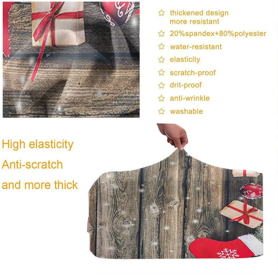 WONDERTIFY Christmas Decoration Luggage Cover Stocking Gift Boxes Red Hats Hanging Rustic Wooden Xmas Washable Suitcase Protector Anti-Scratch Suitcase Cover Fits 22-24 Inch