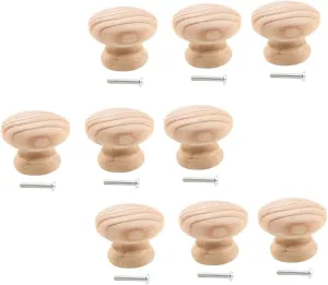 Wooden Cabinet Knobs 9 Pcs Drawer Pull Knobs Simple Round Handles for Dresser