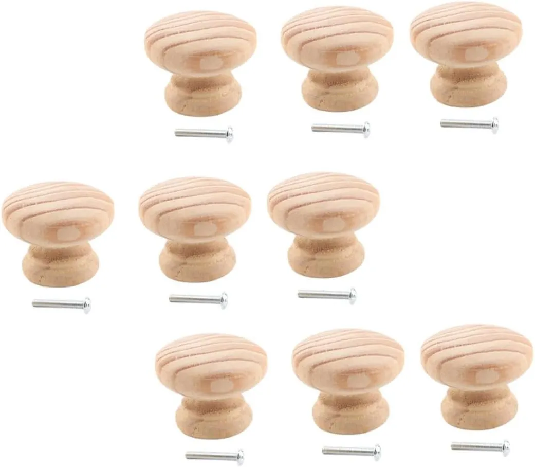 Wooden Cabinet Knobs 9 Pcs Drawer Pull Knobs Simple Round Handles for Dresser