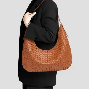 Woven Bag, Premium Leather with Adjustable Straps, Spacious & Organized. Versatile Crossbody, Shoulder Bag