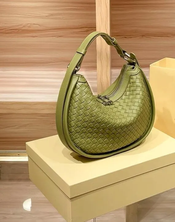 Woven Bag, Premium Leather with Adjustable Straps, Spacious & Organized. Versatile Crossbody, Shoulder Bag