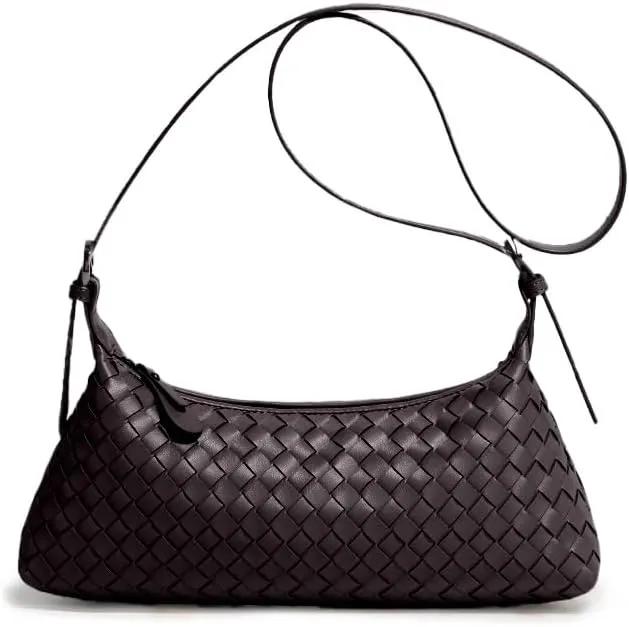 Woven Bag, Premium Leather with Adjustable Straps, Spacious & Organized. Versatile Crossbody, Shoulder Bag