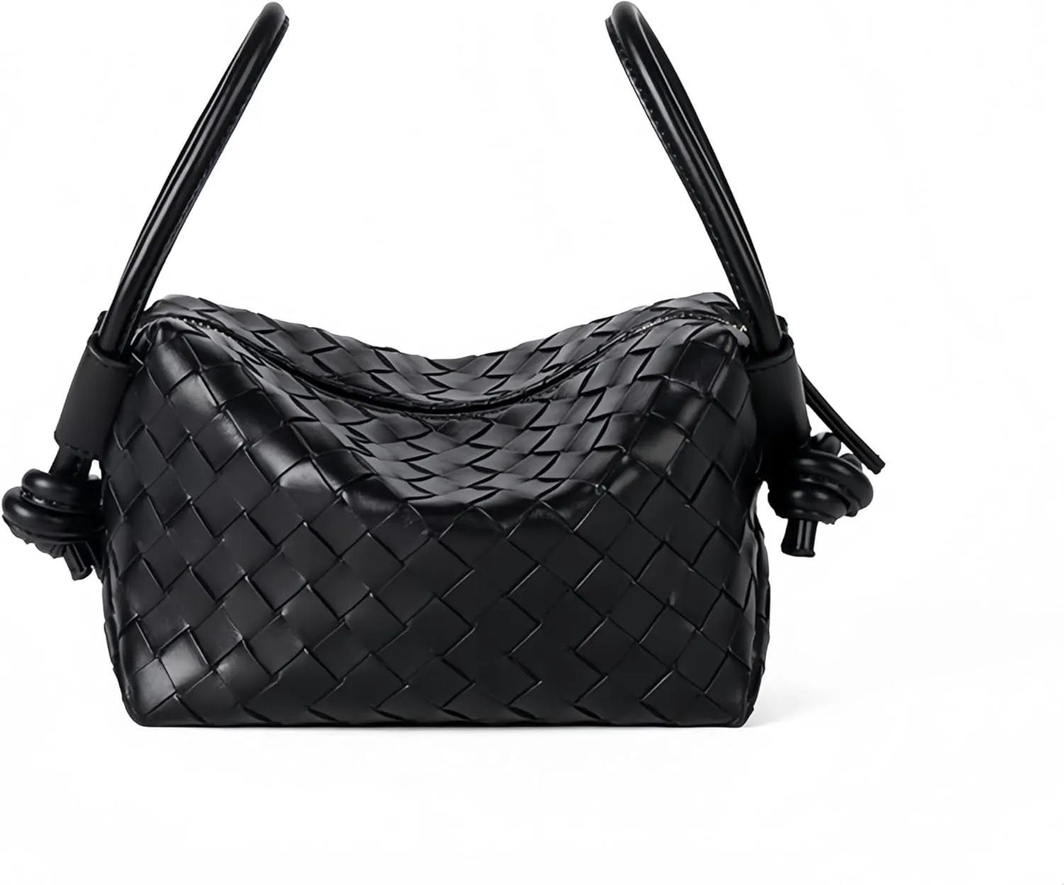 Woven Leather Shoulder Purse Women Weaving Crossbody Bag Square Handbag with Detachable Strap