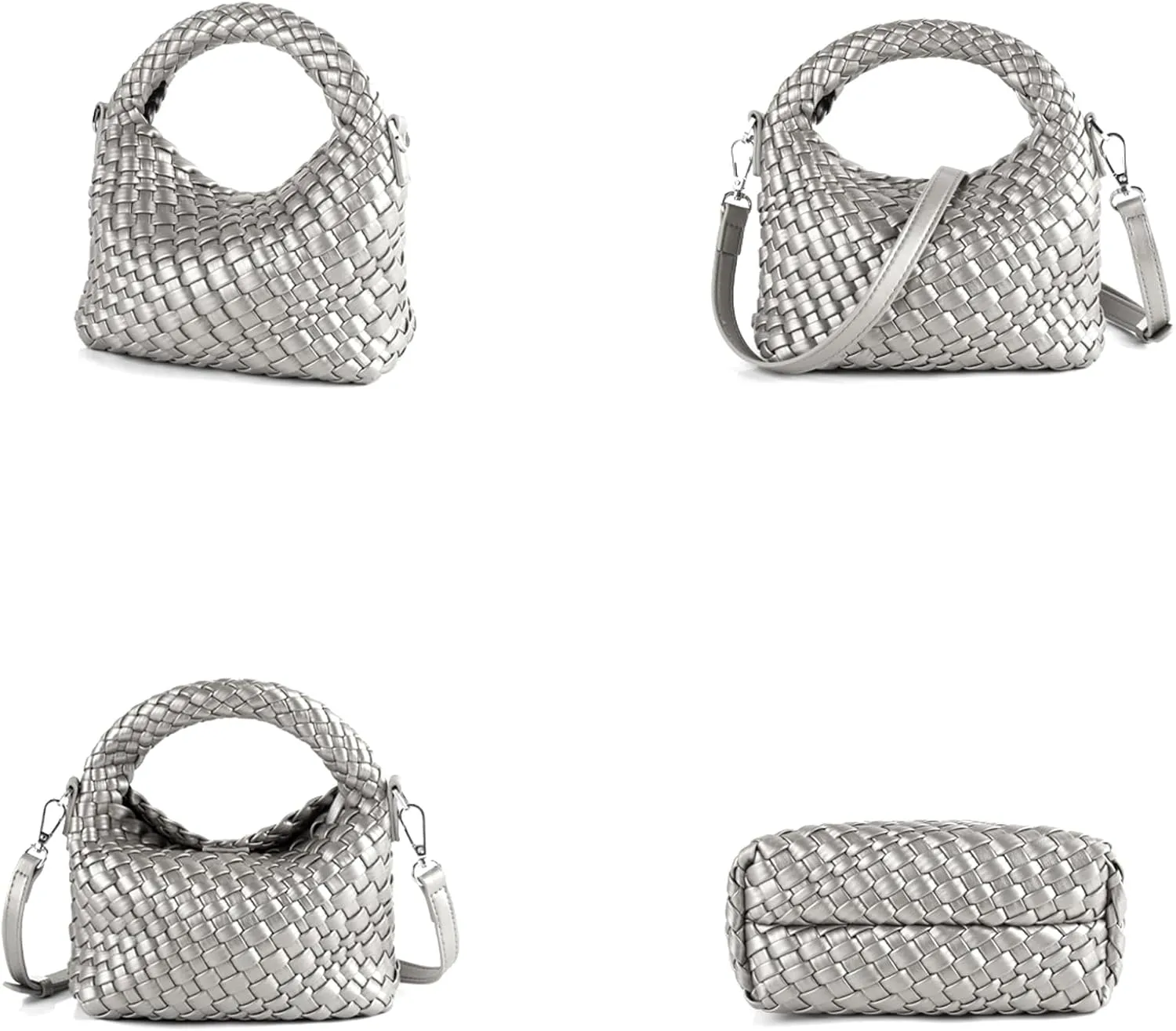 Woven Purse For Women, Small Crossbody Tote Bag with Detachable Shoulder Strap, Girls Top Handle Handbag
