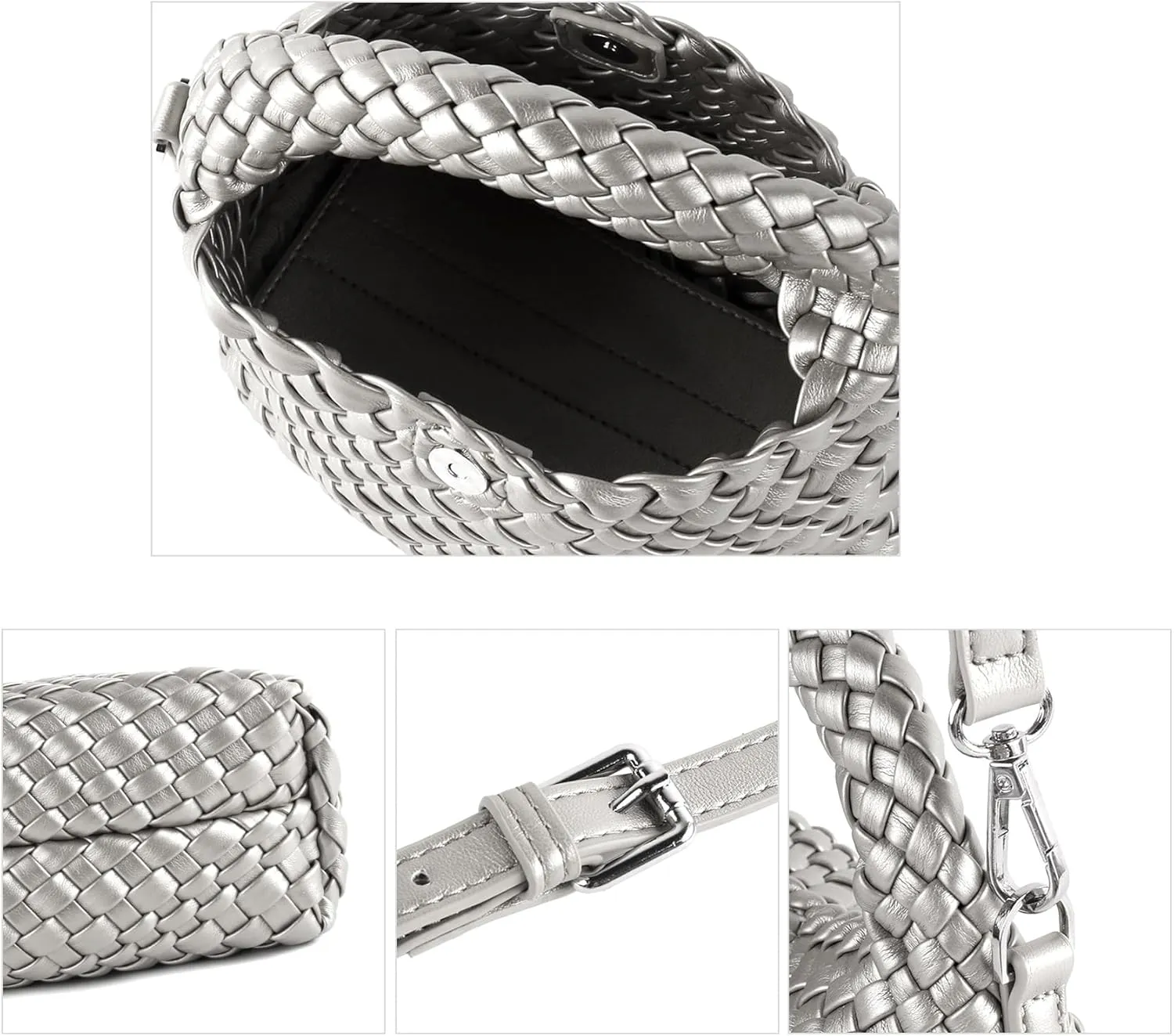 Woven Purse For Women, Small Crossbody Tote Bag with Detachable Shoulder Strap, Girls Top Handle Handbag